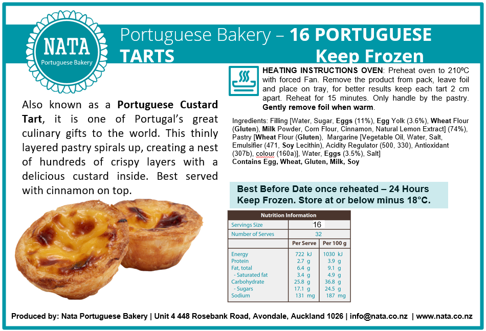 Portuguese Tarts Box Frozen