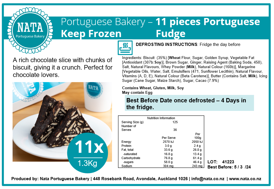 Portuguese Fudge 1 Log (11 Slicces)